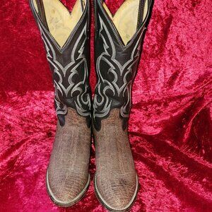 TONY LAMA Brown Exotic Elephant Cowboy Boot - 9 1/2 D - Med Round Toe - EUC